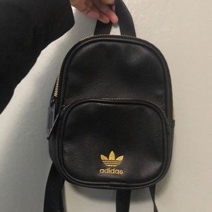 Black/Gold Adidas PU leather Mini Backpack